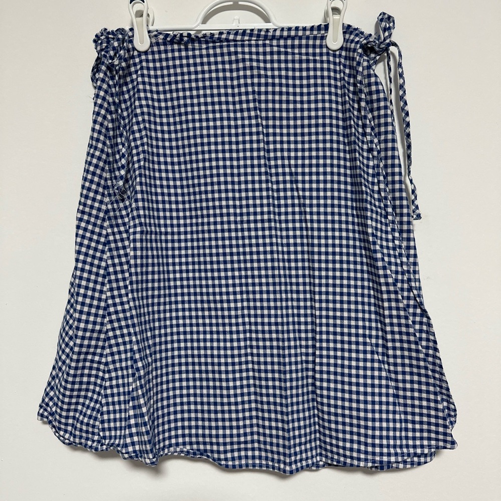 Dockers Navy Blue & White Gingham Tie-Waist Skater Skirt